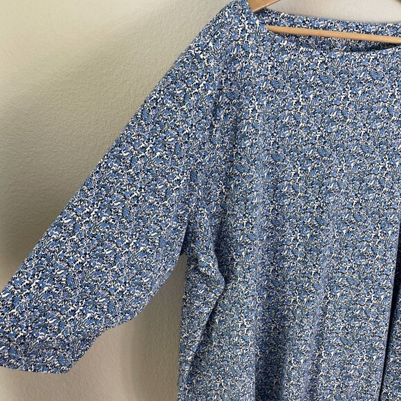Croft & Barrow Womens Plus 4X Floral Blue Tunic Top Cotton 3/4 Sleeve Shirt - Picture 8 of 9